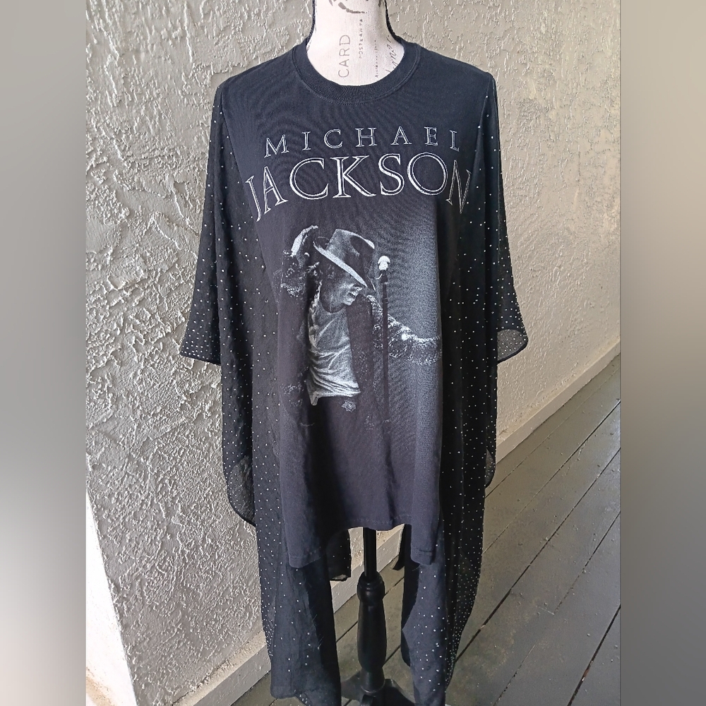 SOLD!!!! Upcycled Michael Jackson Graphic Tshirt Poncho